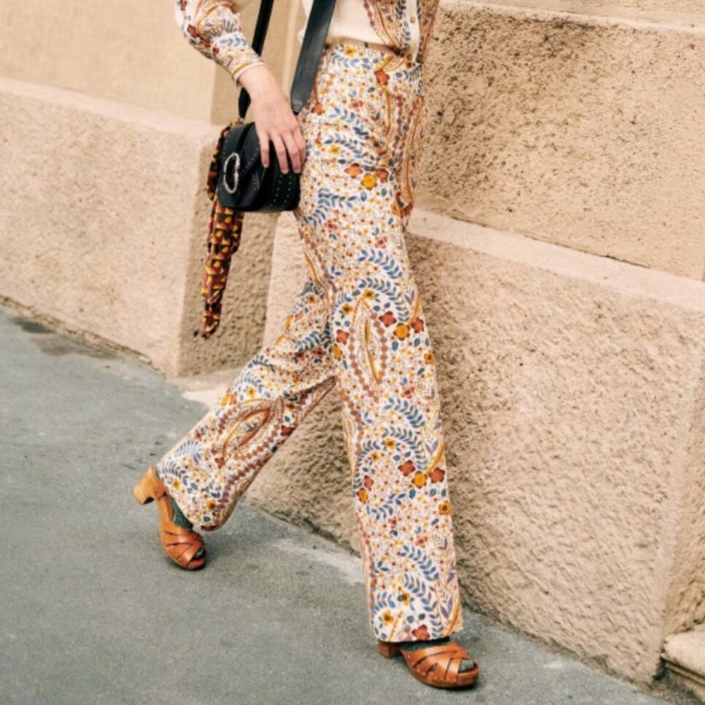 Sezane Baptisto Trousers Western Bohemia print, size 44 NWT